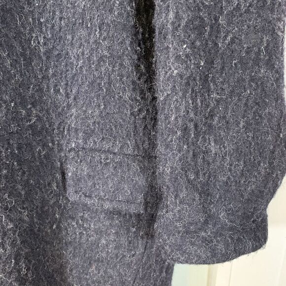 Free People Boiled Wool Blend Coat Size M Knee Length Pocket Navy Cocoon Jacket - Picture 8 of 10